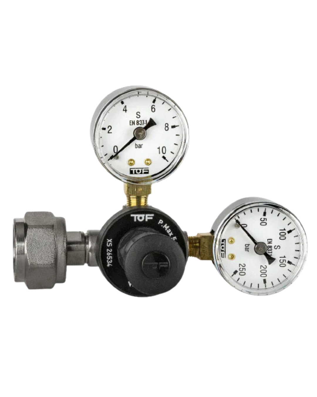 Manometer/kulsyreregulator til genopfyldelige flasker (double gauge)
